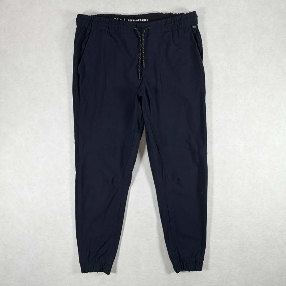 Projek Raw Tech Apparel Mens Large Black Tapered Joggers Anti-Slip Waistband